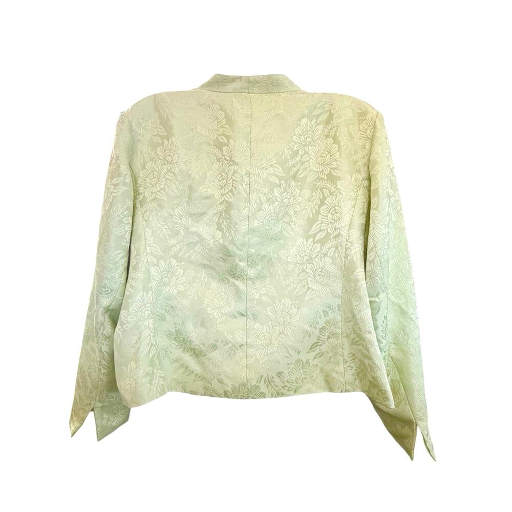 Danillo Women Lime Green Jacquard Single Button Closure VTG Blazer Lined SZ 20W - Picture 2 of 8